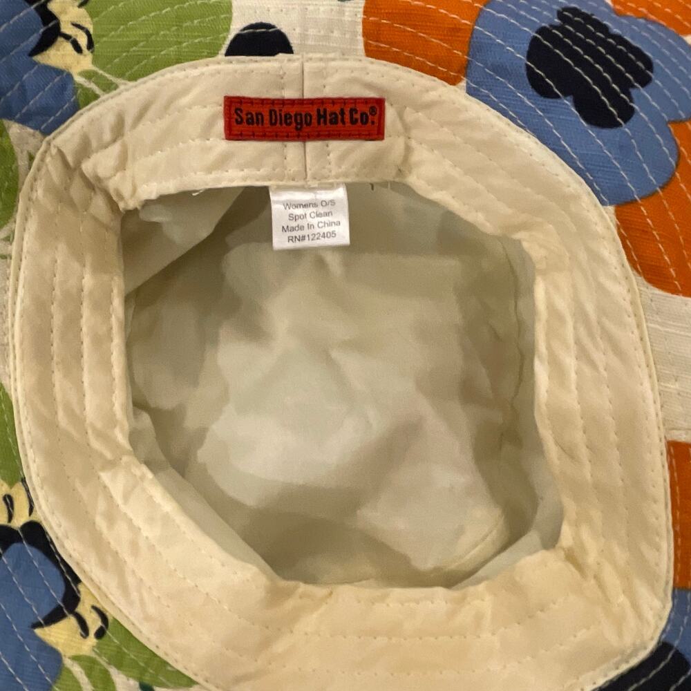 San Diego Hat Co Floral Bucket Hat Wood Buckle Retro Mod Pop Art Sun Hat - Picture 5 of 13